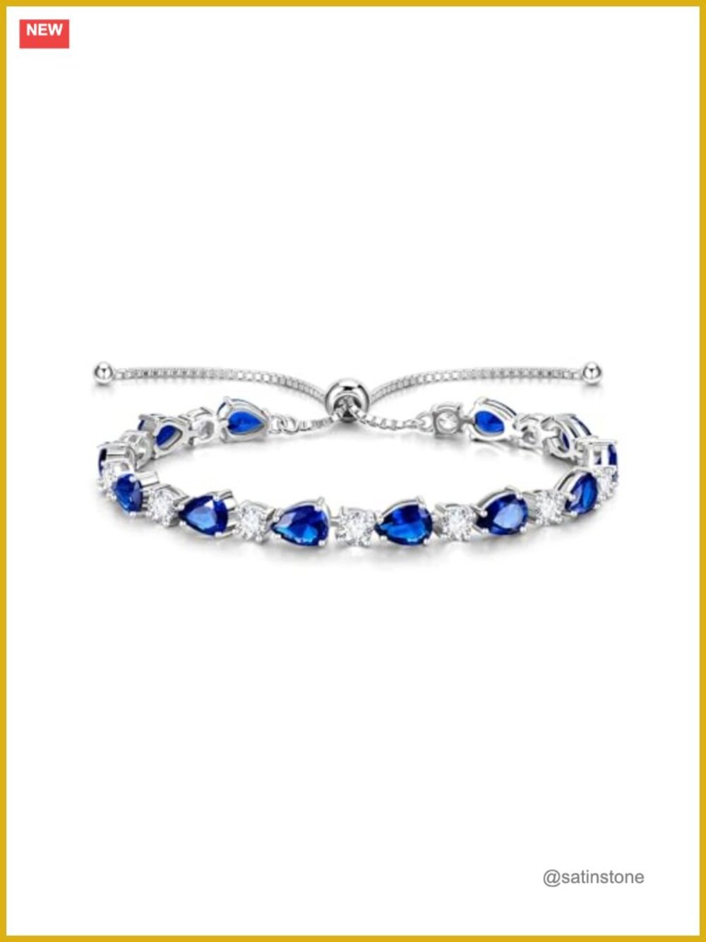 Sterling Silver Sapphire Birthstone Tennis Bracelet Adjustable Bolo